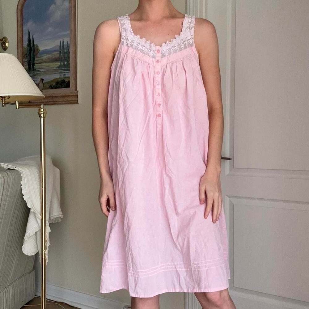 Classic Lace-Trim Nightgown - Pink - Picture 4 of 11